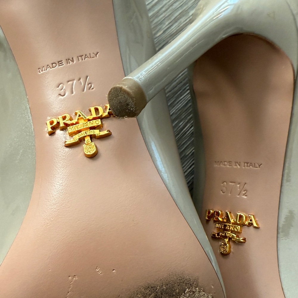Prada Tan Patent Leather Stiletto Heels - Picture 4 of 4